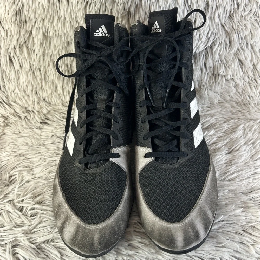 Mens Adidas Mat Wizard Wrestling Shoes Size 11.5 High Top Black‎ White Lace Up